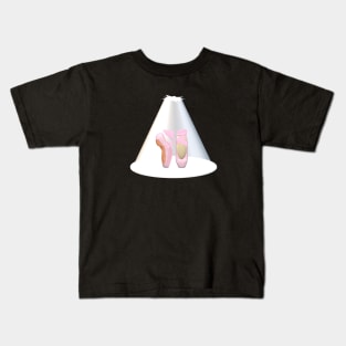 Ballet Pointe Shoes in Spotlight on Stage (Black Background) Kids T-Shirt